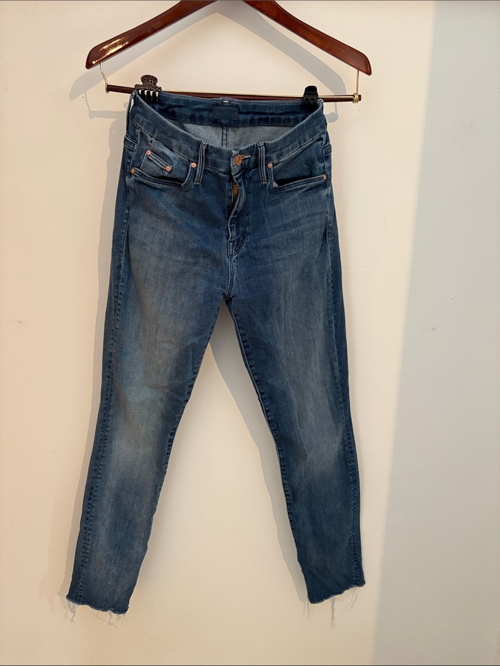 Mother High Waisted Looker Ankle Fray